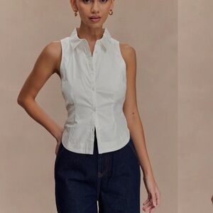 Meshki white Selene sleeveless halter shirt